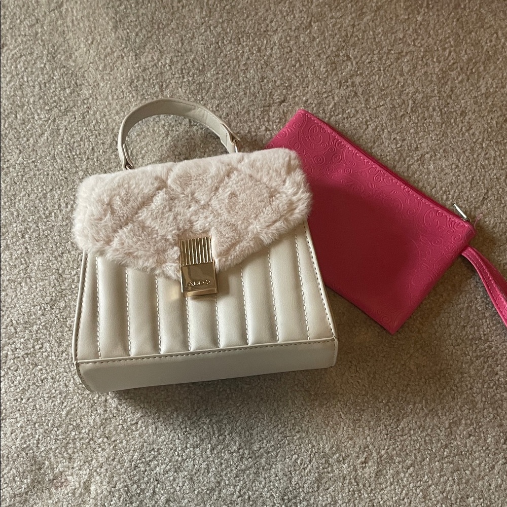 Aldo Cream and Pink Mini Bag Set